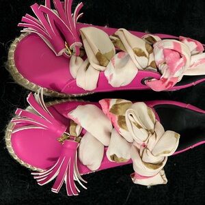 Pink Espadrille Shoes with Floral Accents